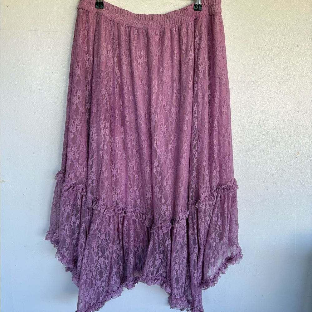 American Eagle Outfitters Hand-Dyed Pink Lace Skirt